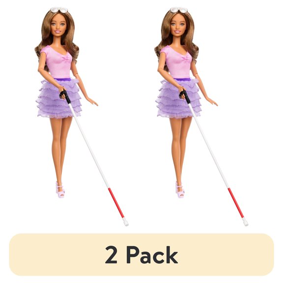 (2 pack) Barbie Fashionistas Doll #228 Blind Barbie Doll Wearing Pastel Outfit with Cane and Sunglasses