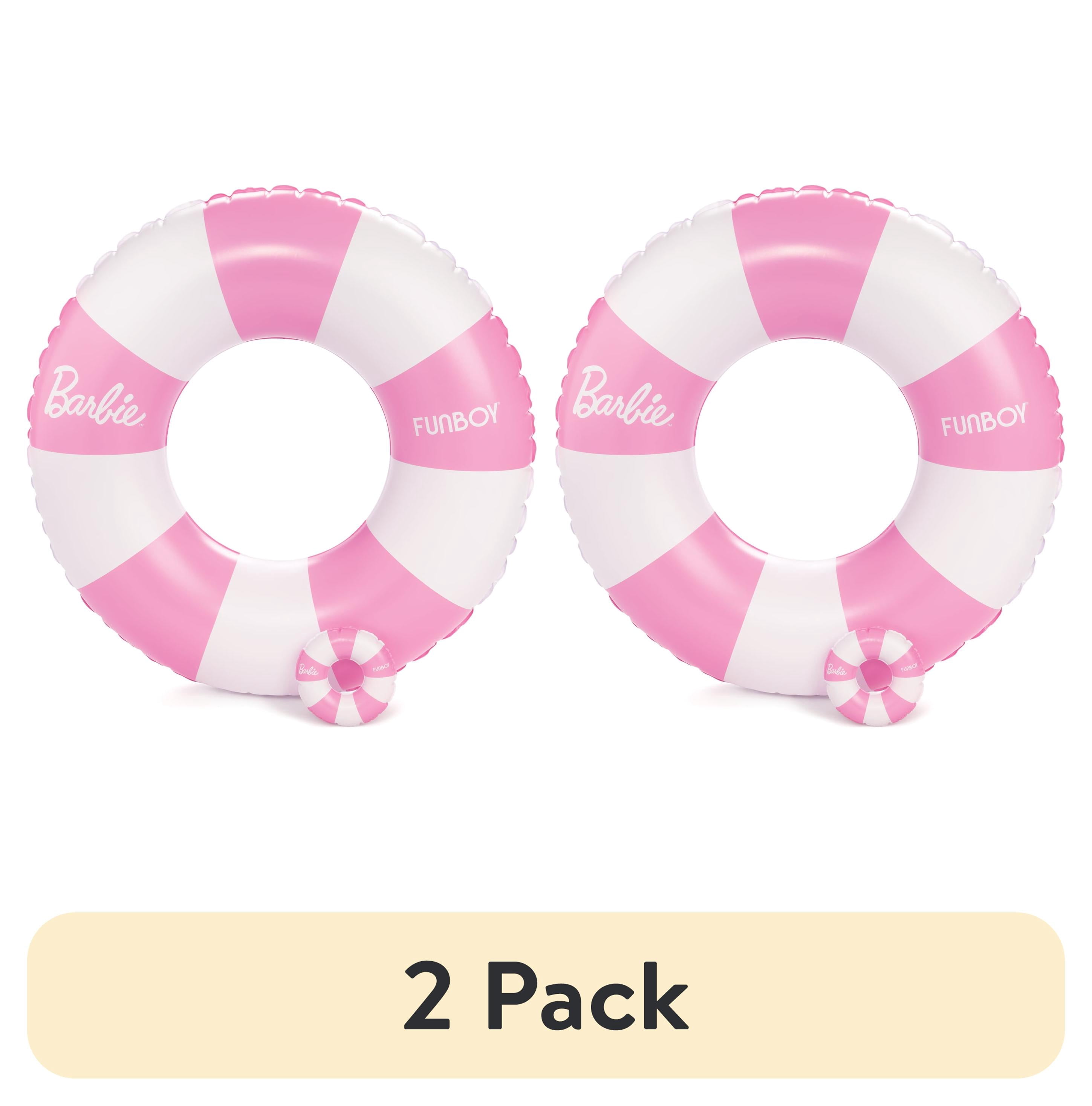(2 pack) Barbie™ + Float Life by Funboy Pink & White Striped 34" Kids Tube & Barbie Doll Matching Tube