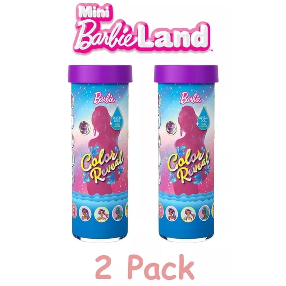 (2 pack) Barbie Mini BarbieLand Color Reveal Dolls, 1.5-inch Doll with Surprise Water Reveal (Styles May Vary)