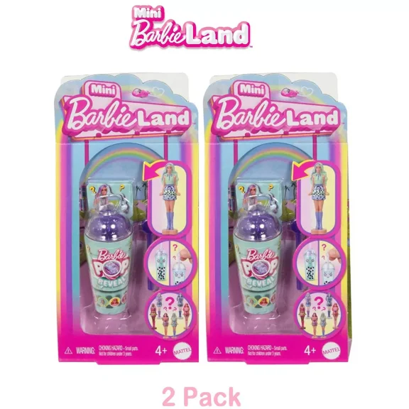 (2 pack) (2 pack) (2 pack) Barbie Mini BarbieLand Pop Reveal Dolls, 1.5-inch Doll with Surprise Sensory Reveal (Styles May Vary)