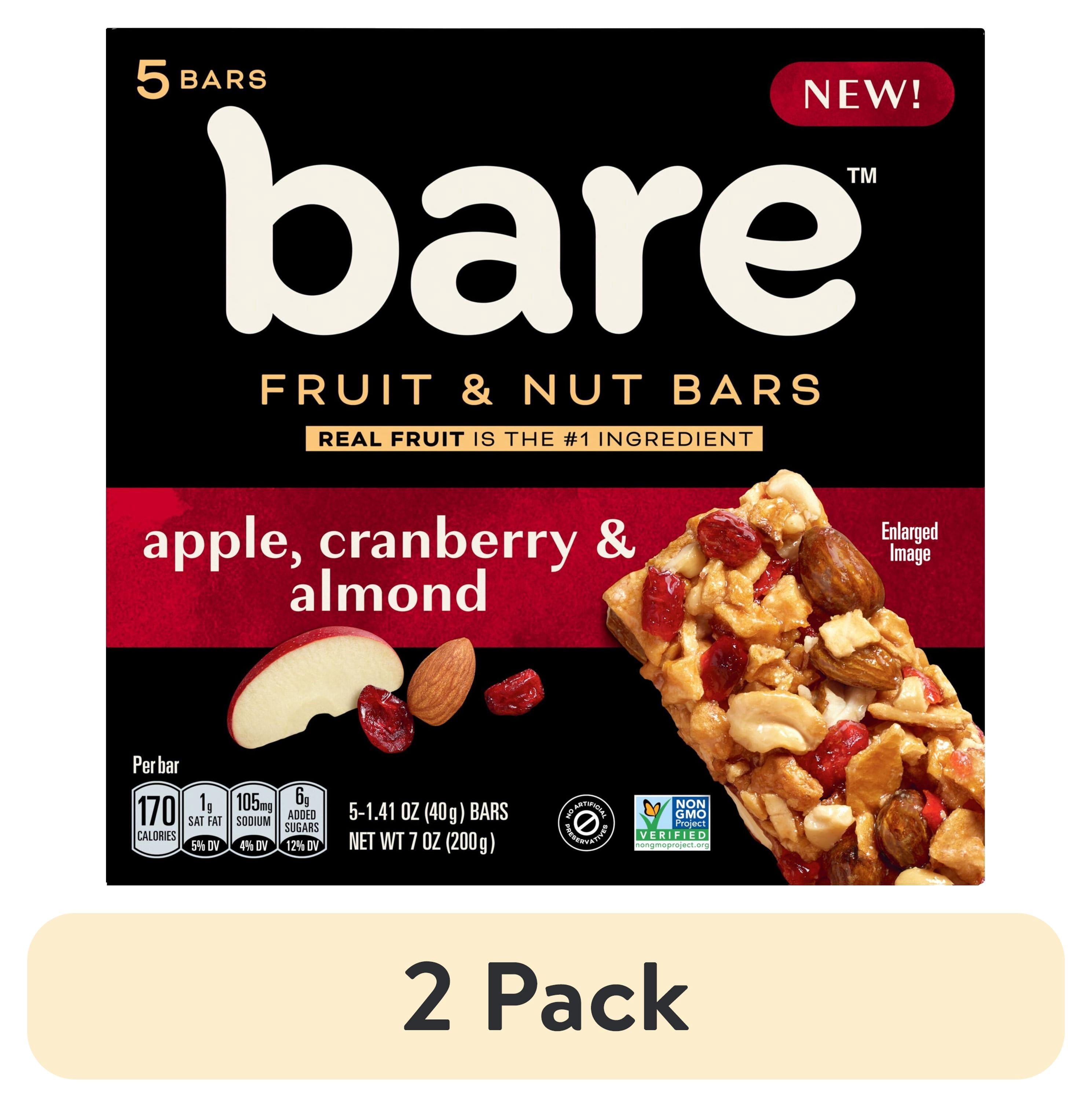 (2 pack) Bare Fruit & Nut Bars, Apple, Cranberry & Almond, 1.41 oz, 5 Count
