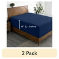 thumbnail image 1 of (2 pack) Bare Home Fitted Sheet - 22" Extra Deep Pocket - Premium 1800 Collection - King, Dark Blue, 1 of 7