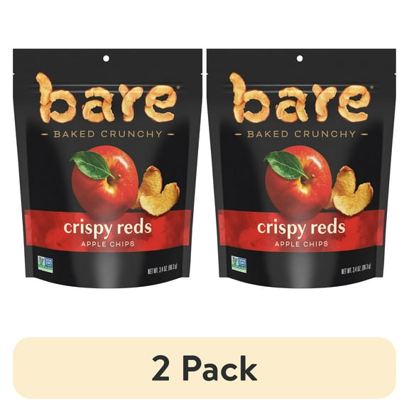 (2 pack) Bare Natural Apple Chips, Crispy Reds, Gluten Free, Baked, 3.4 oz Bag