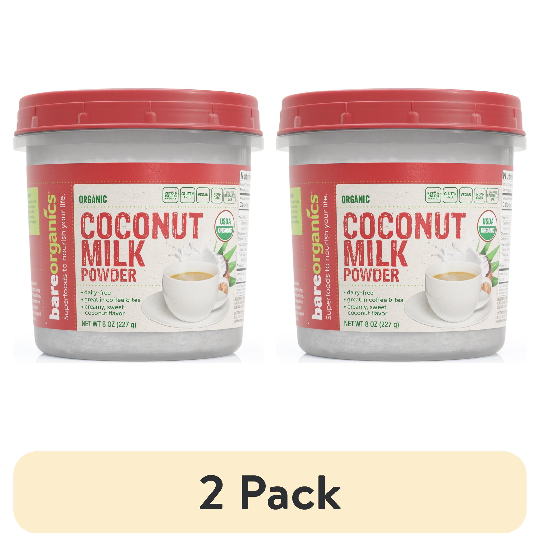 (2 pack) BareOrganics Organic Coconut Milk Powder, 8 Oz