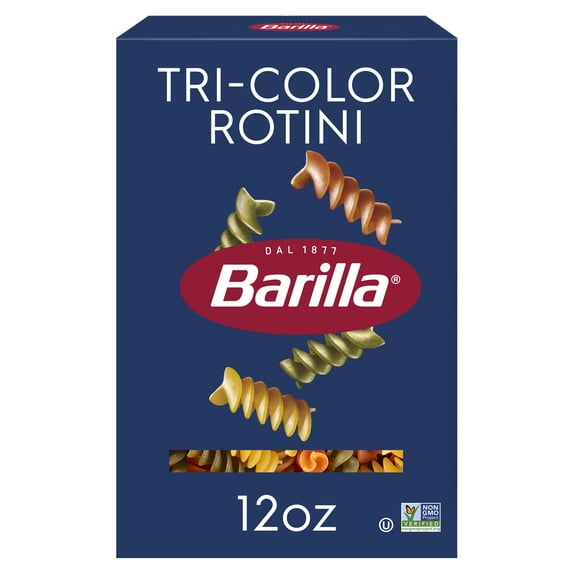 (2 pack) Barilla Classic Non-GMO, Kosher Certified Tri-Color Rotini Pasta, 12 oz