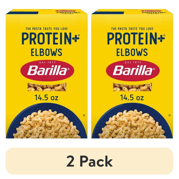 (2 pack) Barilla Protein+ Elbows Pasta, Plant Based Pasta, 14.5oz