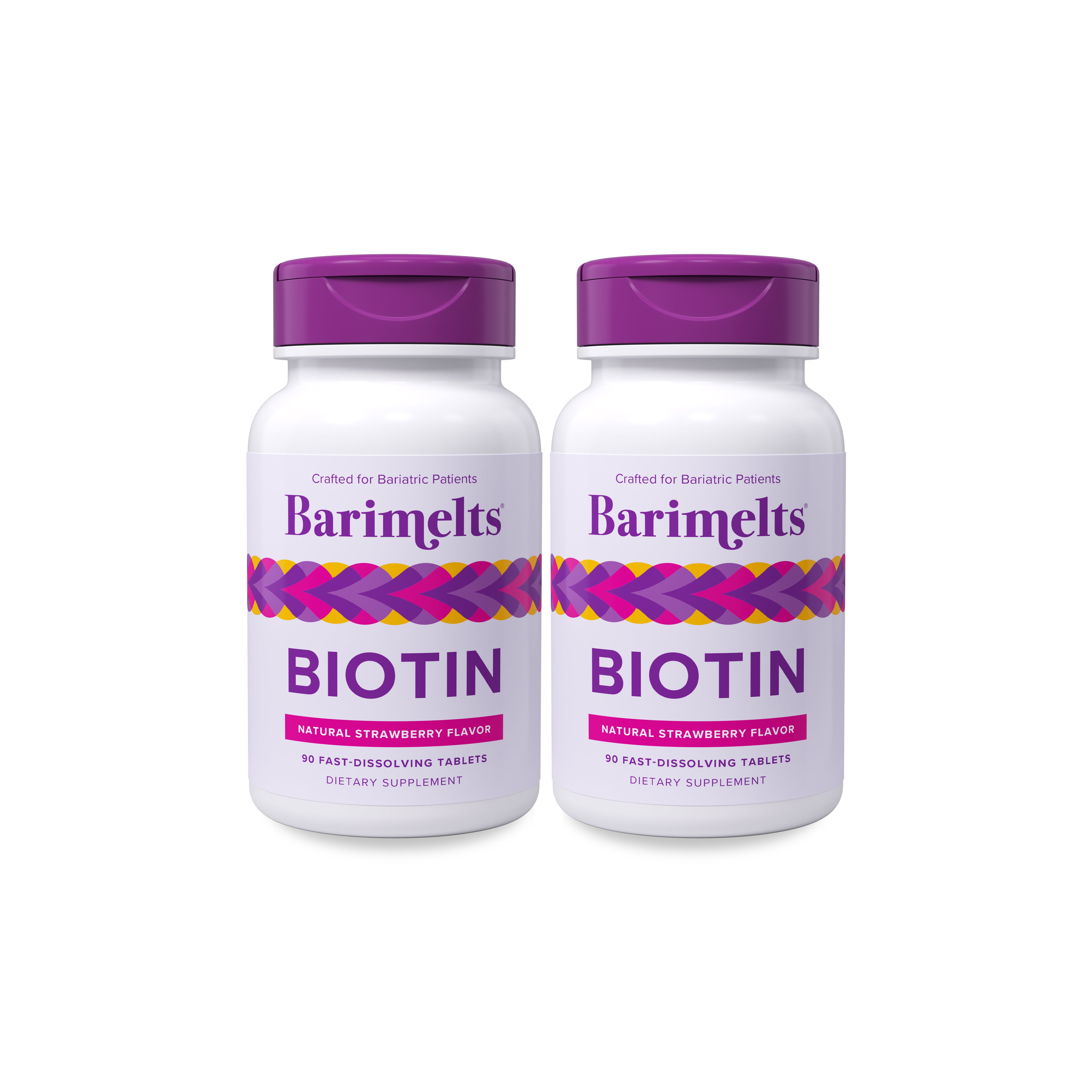 (2 pack) Barimelts Bariatric Biotin Supplement, 90 Fast-Dissolving Tablets, Strawberry Flavor