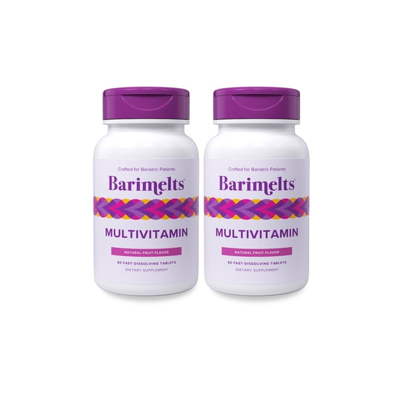 (2 pack) Barimelts Bariatric Multivitamin, 60 Fast-Dissolving Tablets, Post Weight Loss Surgery Patients, Fruit Flavored Dietary Supplements
