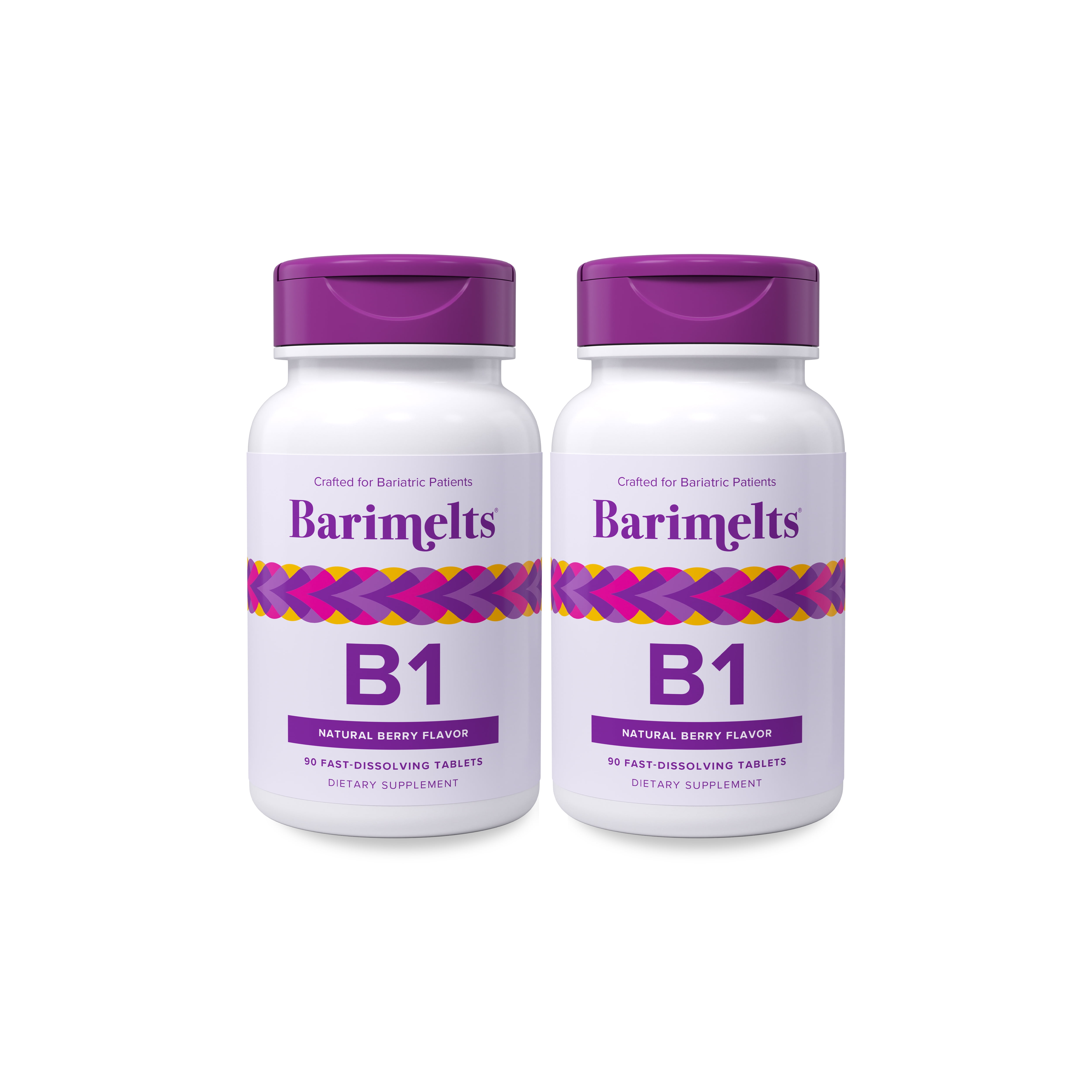 (2 pack) Barimelts Bariatric Vitamin B1 Fast-Dissolving Tablets, 90 Count, Berry Flavor