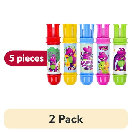 (2 pack) Barney, Sidewalk Chalk and Holders, 5-pack, Children Ages 3 and up