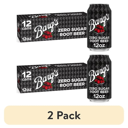 (2 pack) Barq's Zero Sugar Root Beer Soda Pop Fridge Pack Cans, 12 fl oz, 12 Pack