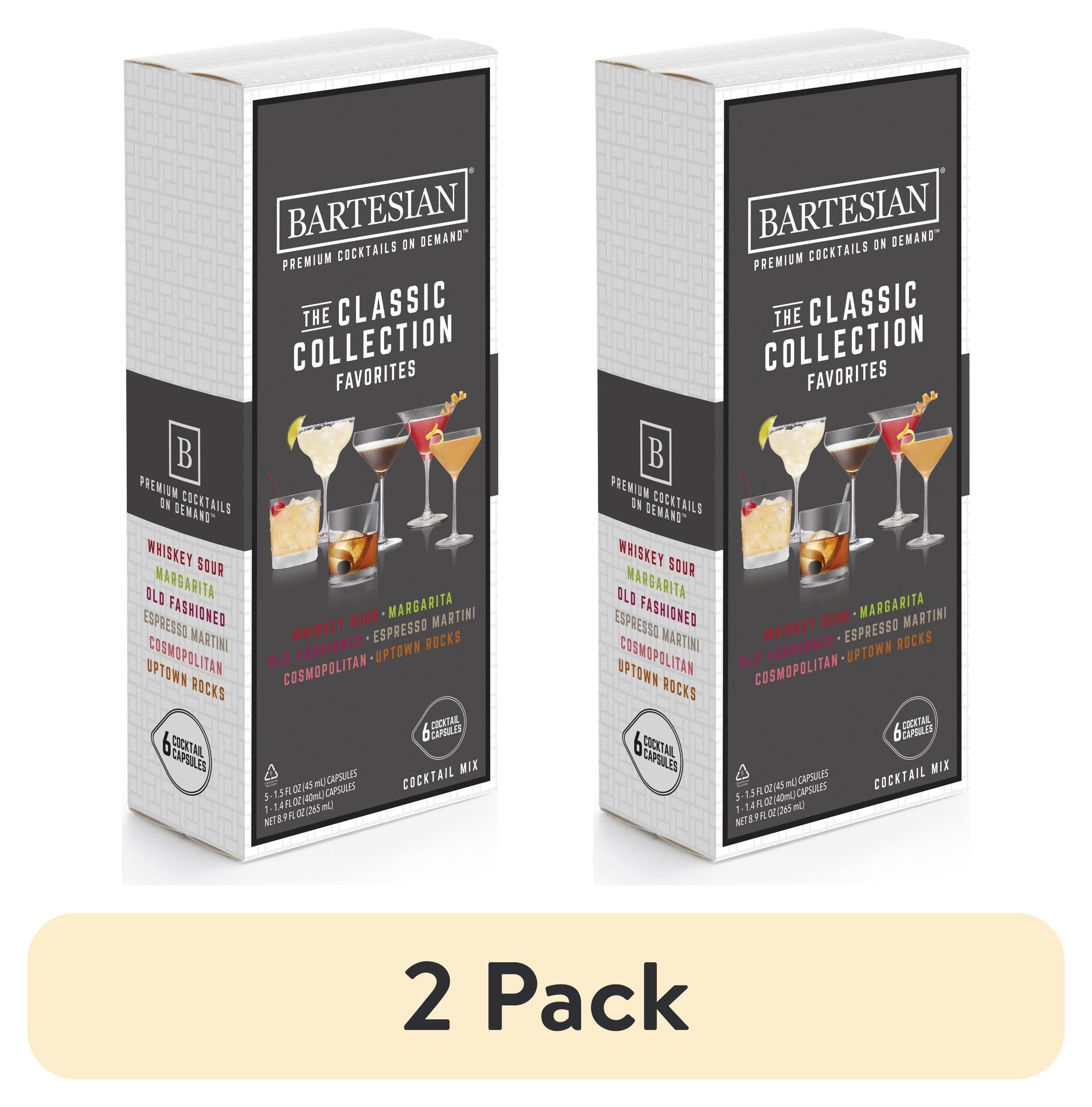 (2 pack) Bartesian Cocktail Mixer Capsules, The Classic Favorites Collection, 6 Pack