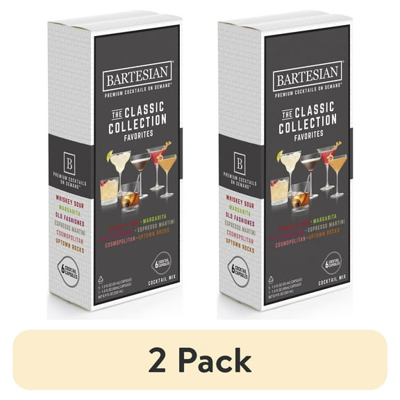 (2 pack) Bartesian Cocktail Mixer Capsules, The Classic Favorites Collection, 6 Pack