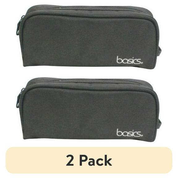 (2 pack) Basics Zipper Cosmetic Case, Black - 1 Bag