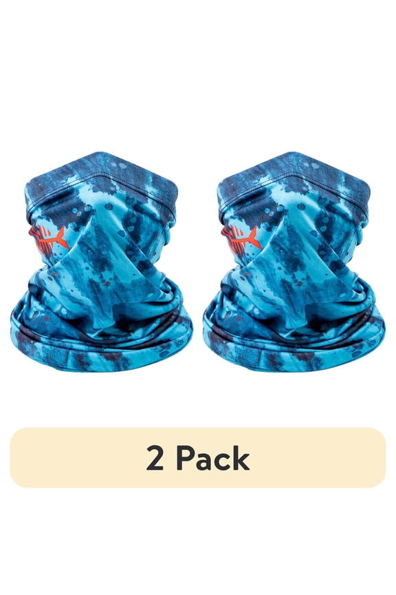 (2 pack) Bassdash Adjustable UPF 50+ UV Sun Protection Face Mask, Blue Camo, 1 Count