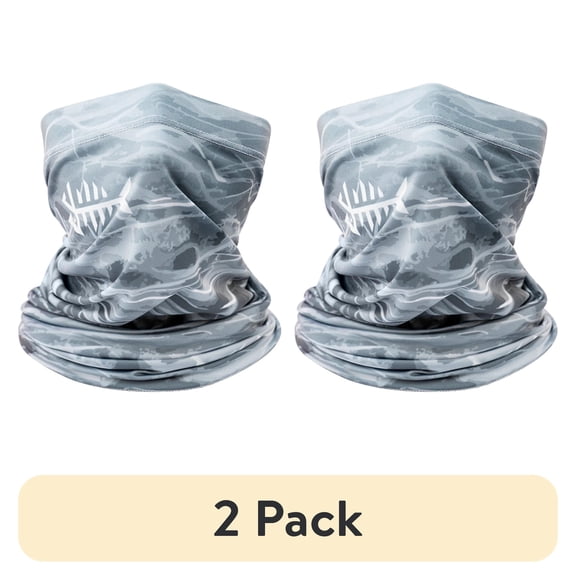 (2 pack) Bassdash Adjustable UPF 50+ UV Sun Protection Face Mask, Grey Camo, 1 Count
