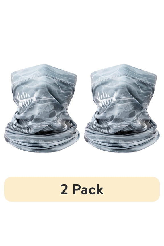 (2 pack) Bassdash Adjustable UPF 50+ UV Sun Protection Face Mask, Grey Camo, 1 Count
