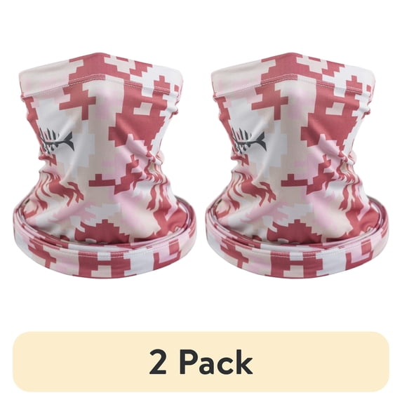 (2 pack) Bassdash Adjustable UPF 50+ UV Sun Protection Face Mask, Pink Camo, 1 Count