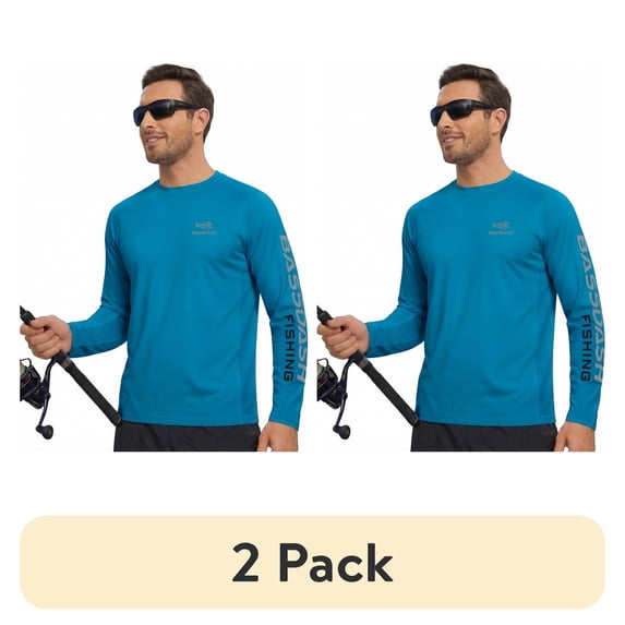 (2 pack) Bassdash Fishing T Shirts for Men UV Sun Protection UPF 50+ Long Sleeve Tee T-Shirt