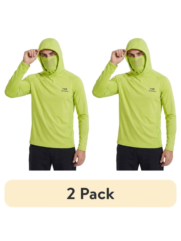 (2 pack) Bassdash UPF 50+ Men’s Long Sleeve Fishing Shirt with Mask UV Neck Gaiter Hoodie
