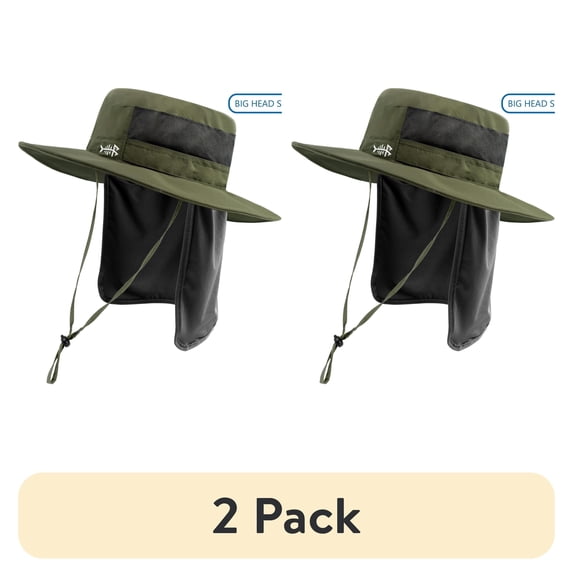 (2 pack) (2 pack) Bassdash UPF 50+ Sun Fishing Hat Water Resistant with Detachable Neck Flap
