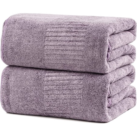 DEWEL Bath Towel, Large Bathroom Towels 35x63 in, Super Absorbent Quick Drying Towels for Bathroom, Beach, Gym, Pool, 2 Count Purple