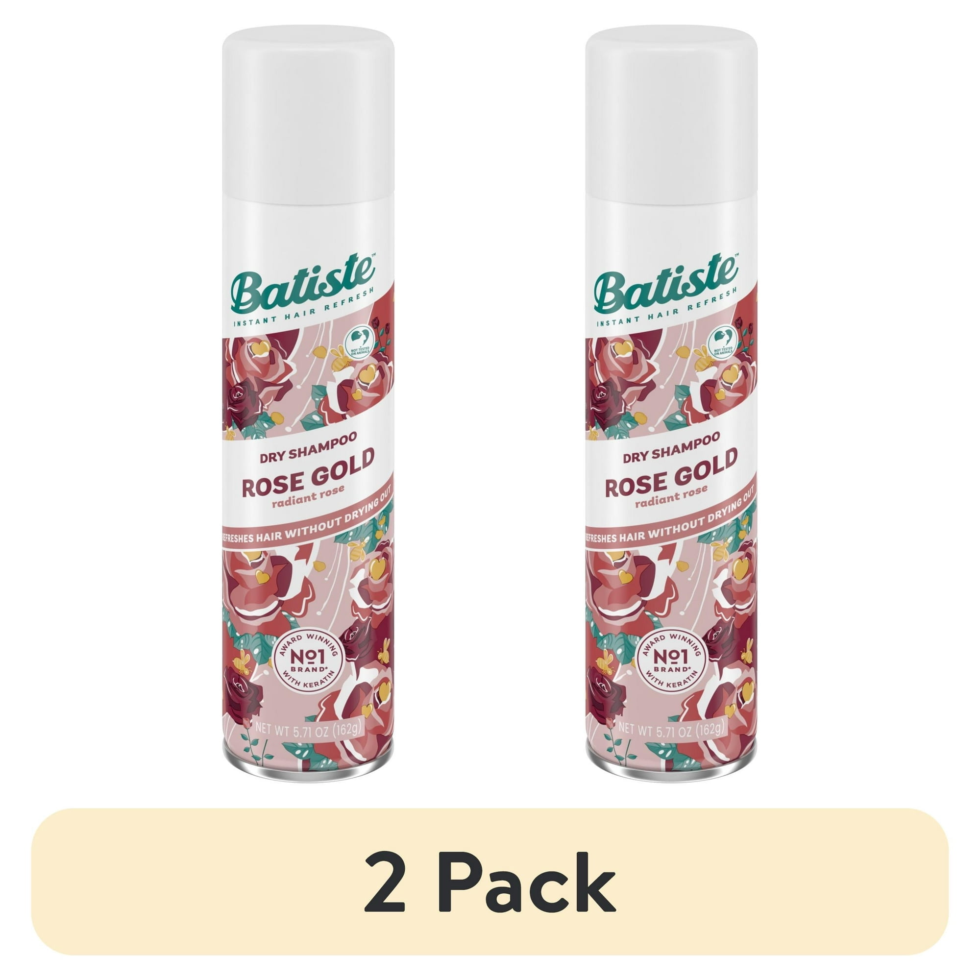 (2 pack) Batiste Rose Gold Dry Shampoo, Absorbs Oil & Grease, Rose Scent, 5.71 oz