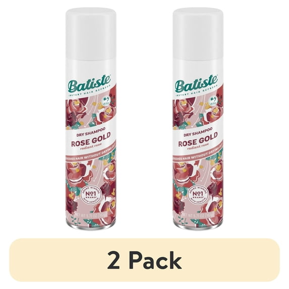 (2 pack) Batiste Rose Gold Dry Shampoo, Absorbs Oil & Grease, Rose Scent, 5.71 oz