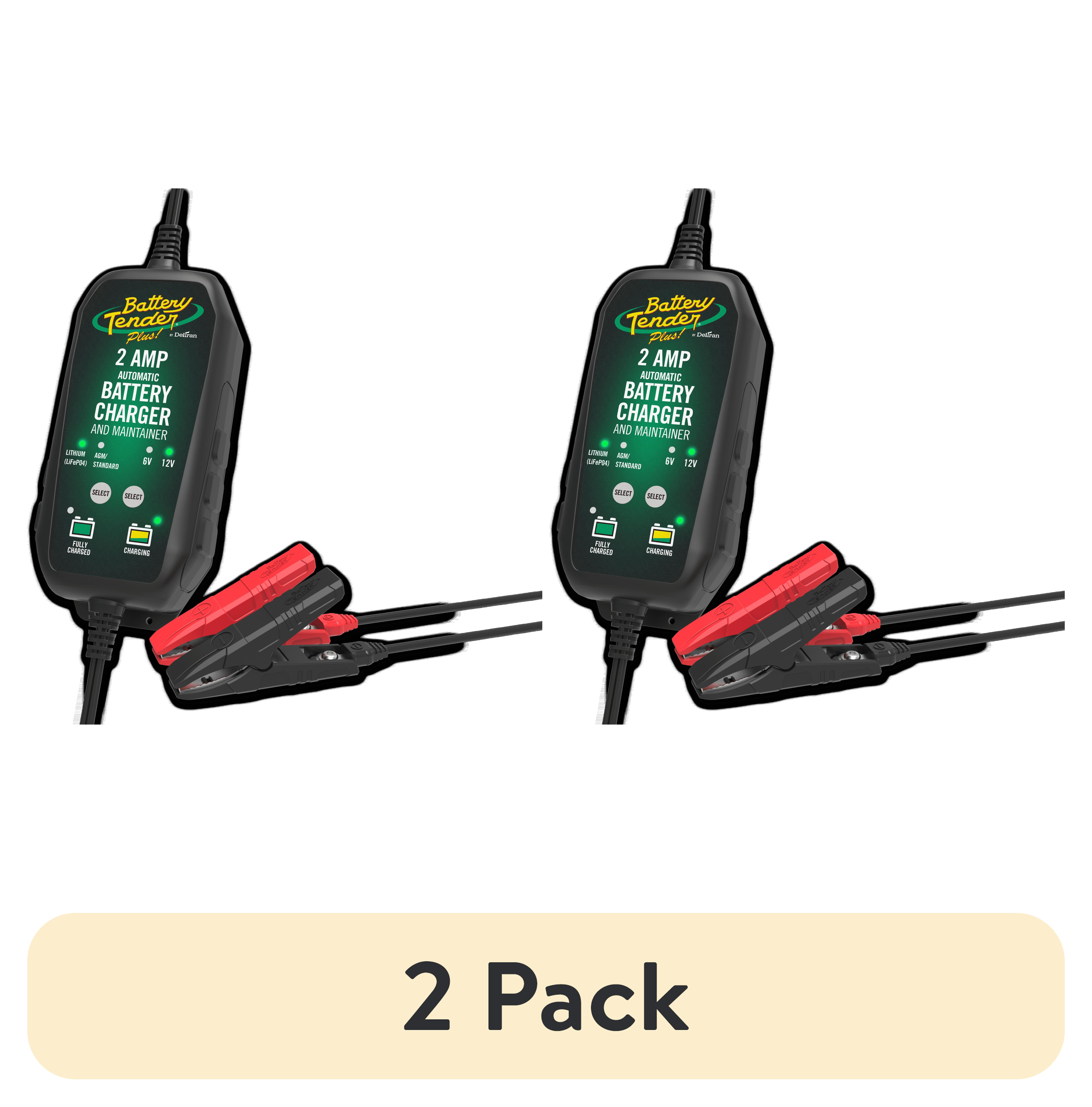 (2 pack) Battery Tender® Plus 6V/12V 2 Amp Battery Charger and Maintainer for Motorcycles, Lawnmowers, Cars, Boats, and more