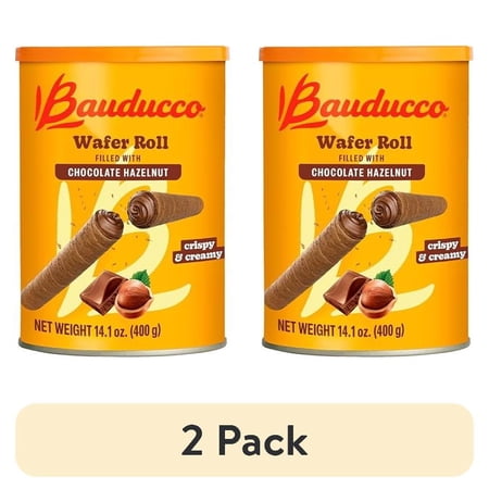 (2 pack) Bauducco Chocolate Hazelnut Wafer Rolls - Classic European Cookies, 14.1 oz