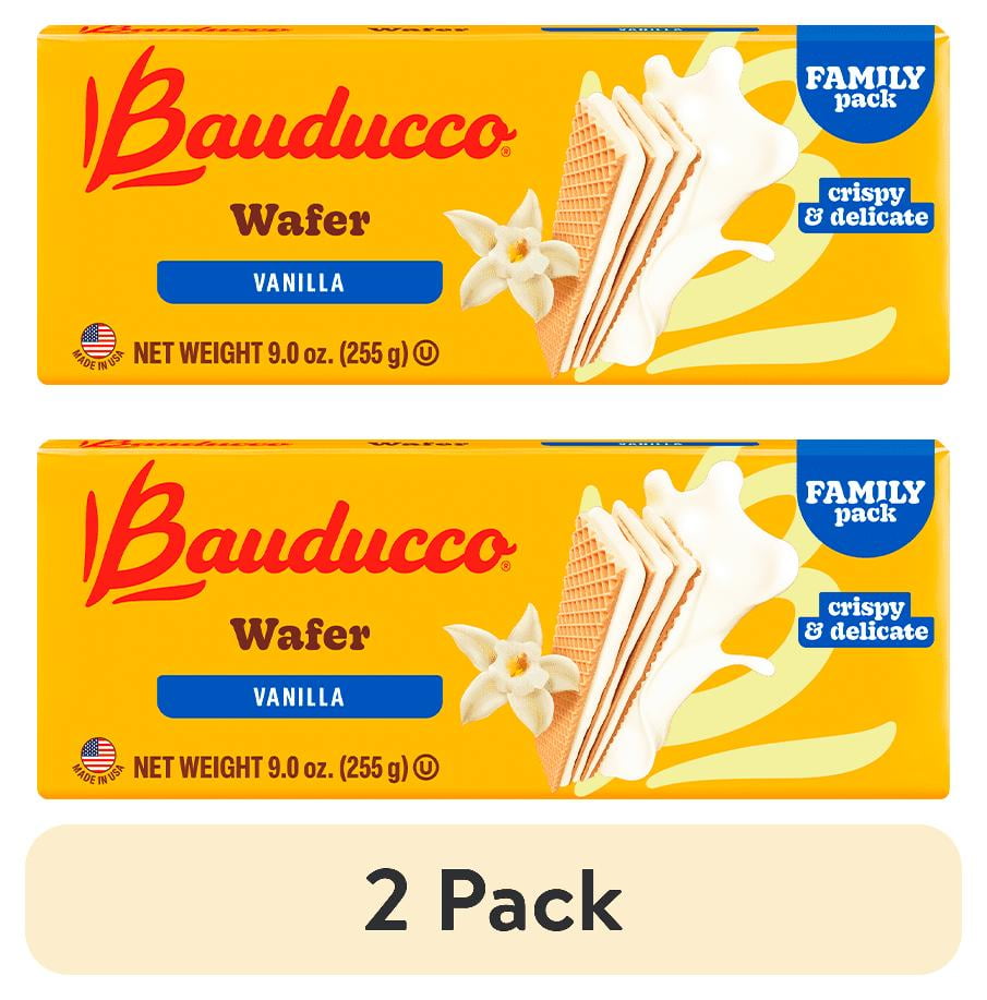 (2 pack) Bauducco Vanilla Wafers, Crispy Wafer Cookies with 3 Delicious, Vanilla Flavored Cream, Family Pack, 9.0oz