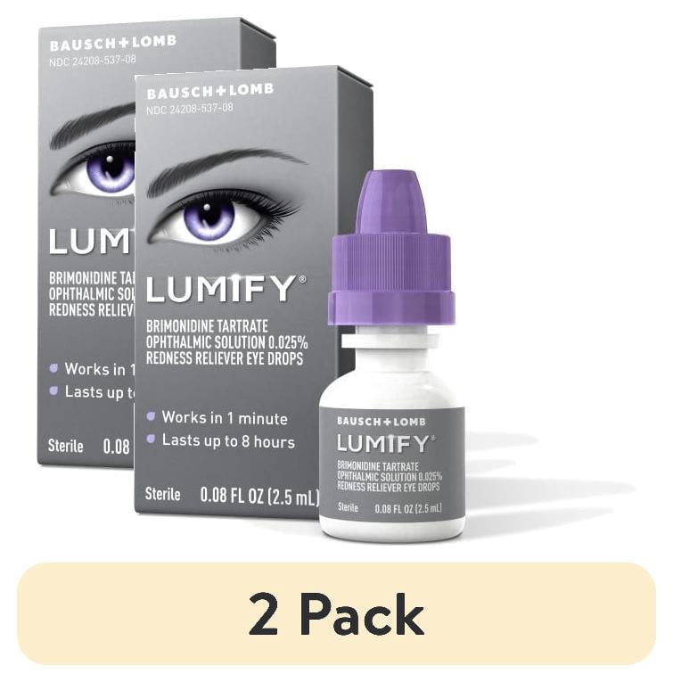 (2 pack) Bausch and Lomb LUMIFY Redness Reliever Eye Drops (Brimonidine Tartrate Ophthalmic Solution 0.025%) 0.08 Fl. Oz. (2.5 mL)