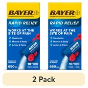 (2 pack) Bayer® Rapid Relief Powder with Aspirin & Caffeine, Raspberry Flavor, 10 Count​