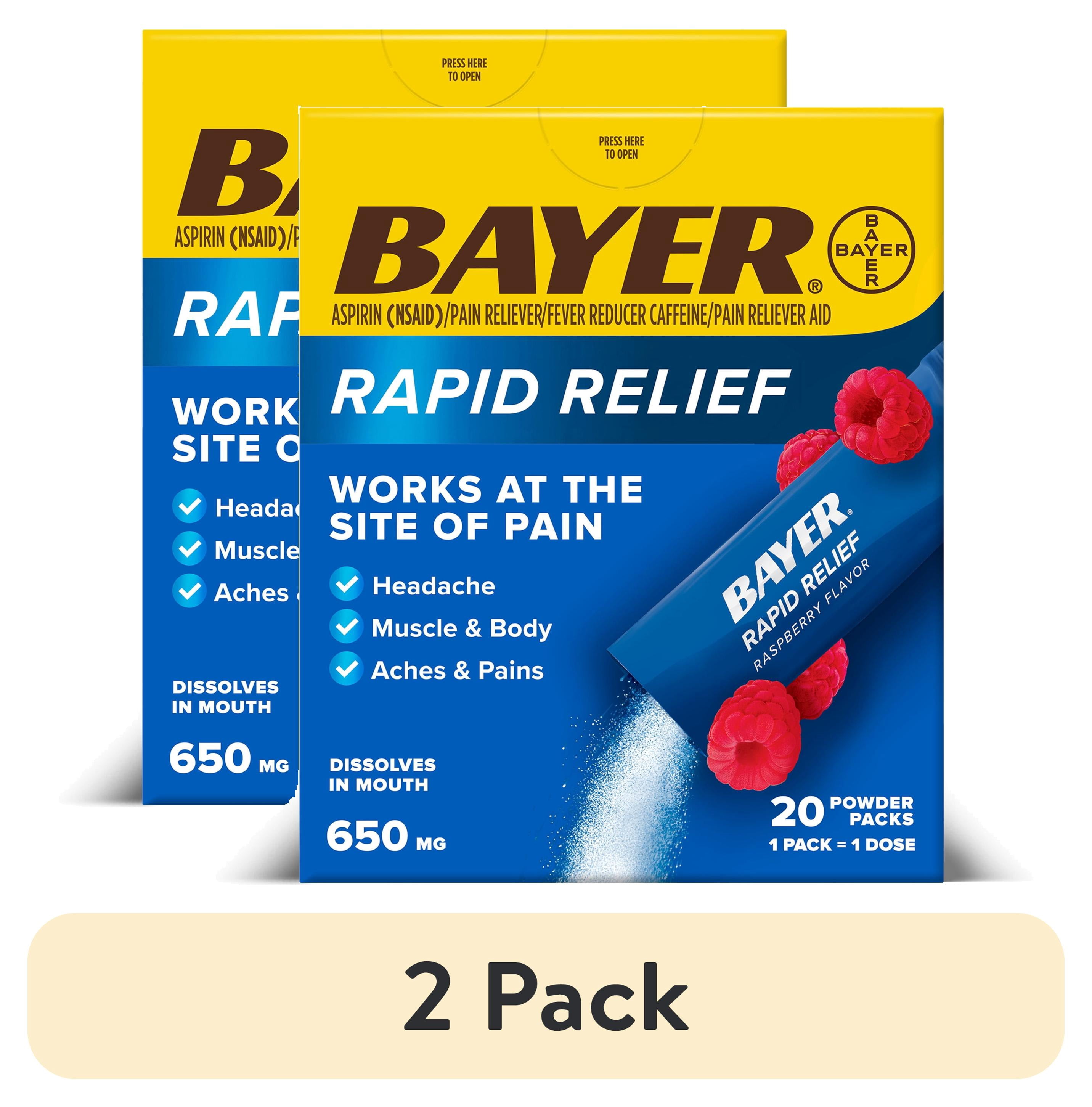 (2 pack) Bayer® Rapid Relief, Fast Acting Headache Relief, Muscle and Body Pain Reliever, 20ct