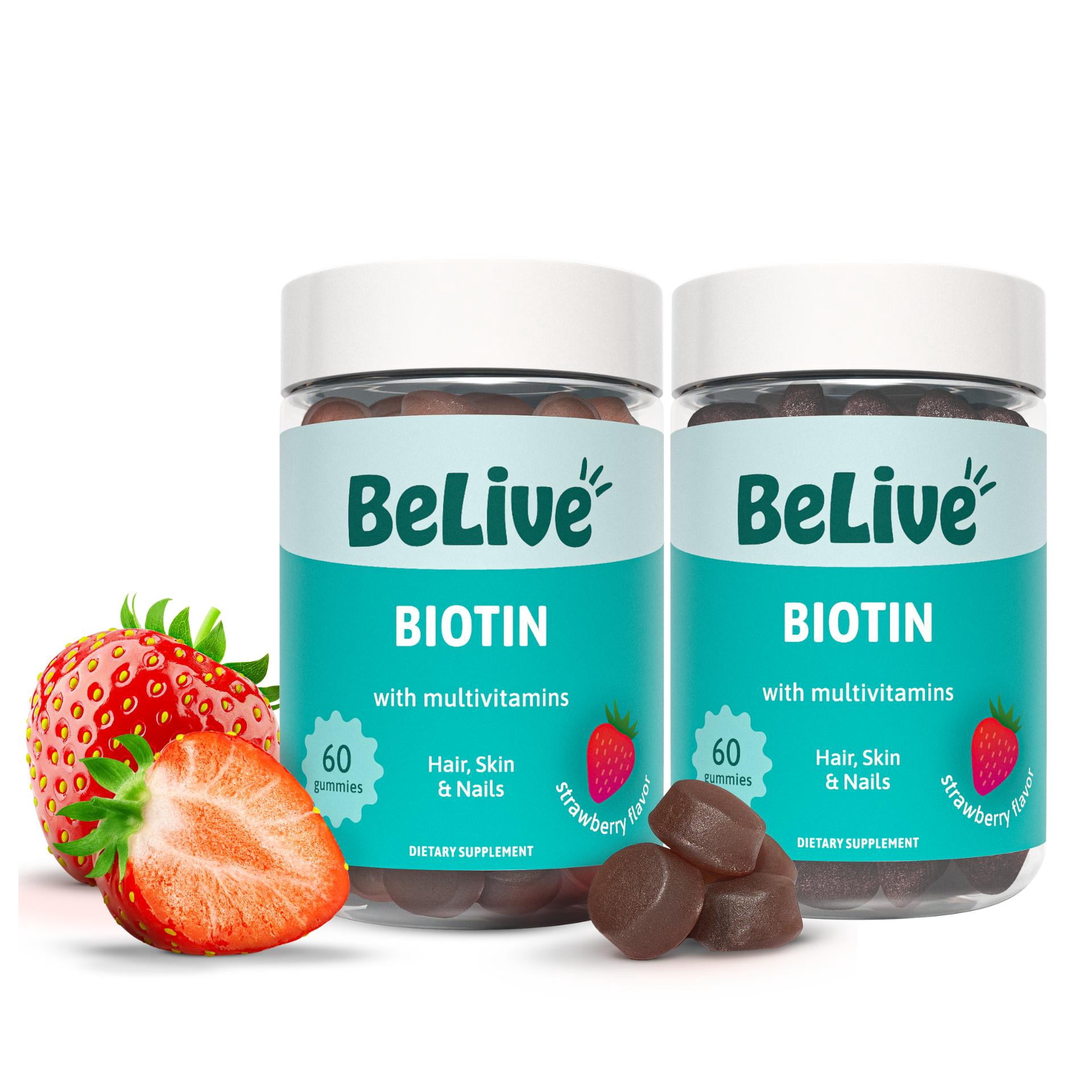 (2 pack) BeLive Biotin Gummies with MultiVitamins, Folate, Inositol ...
