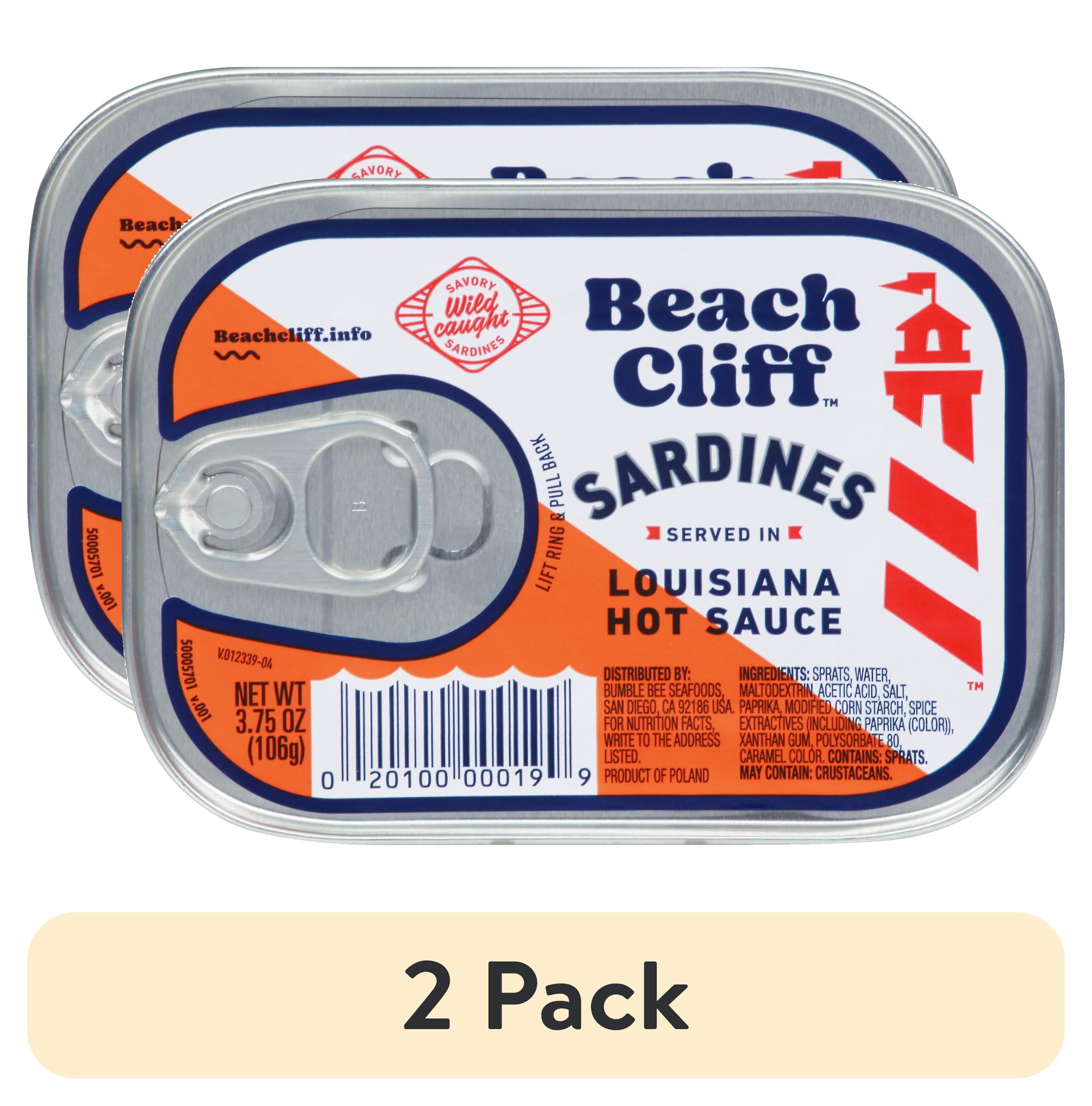 (2 pack) Beach Cliff Wild Caught Sardines in Louisiana Hot Sauce, 3.75 oz Can