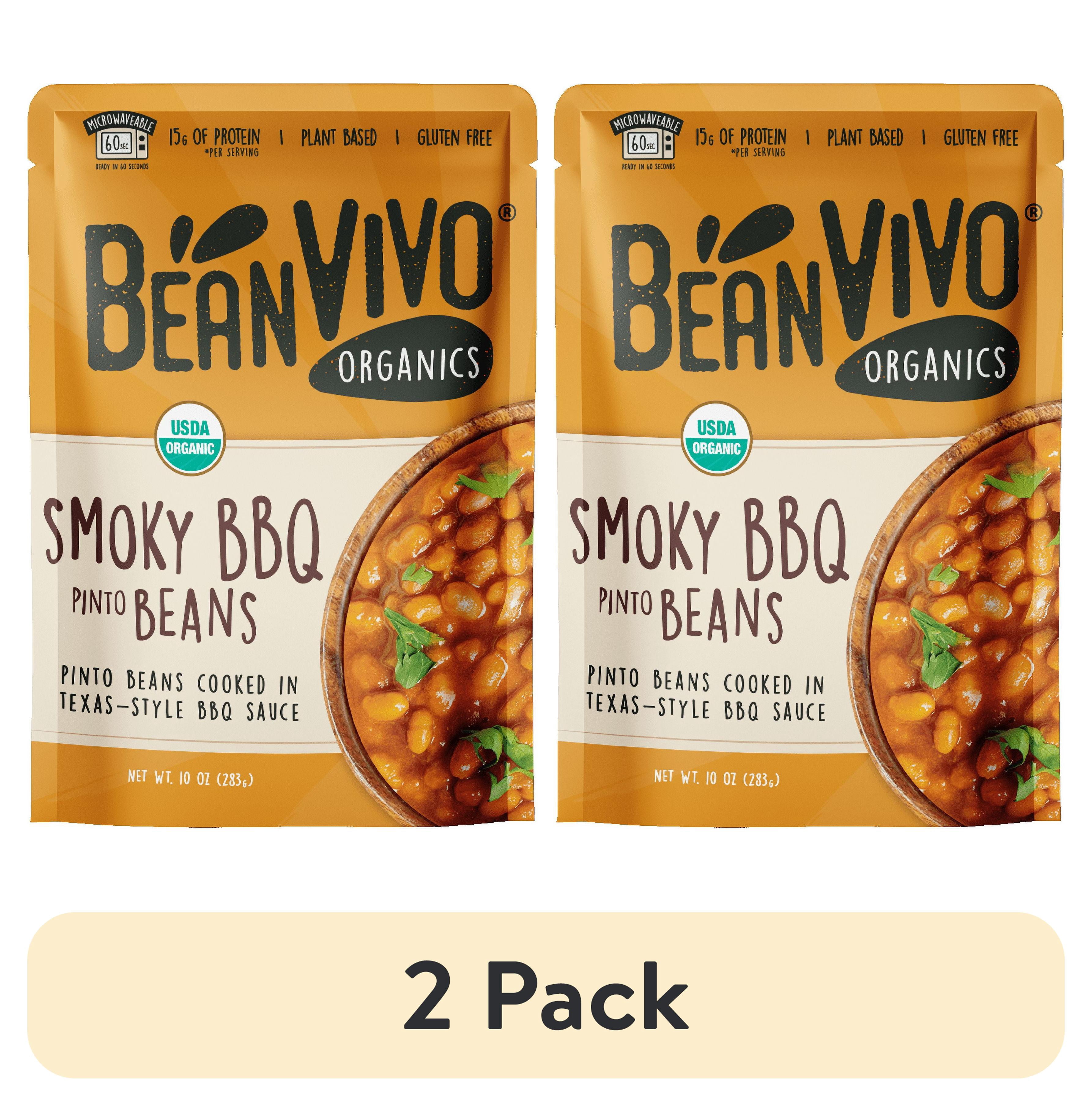 (2 pack) BeanVIVO Organic Smoky BBQ Pinto Beans, 10 oz. Pouch