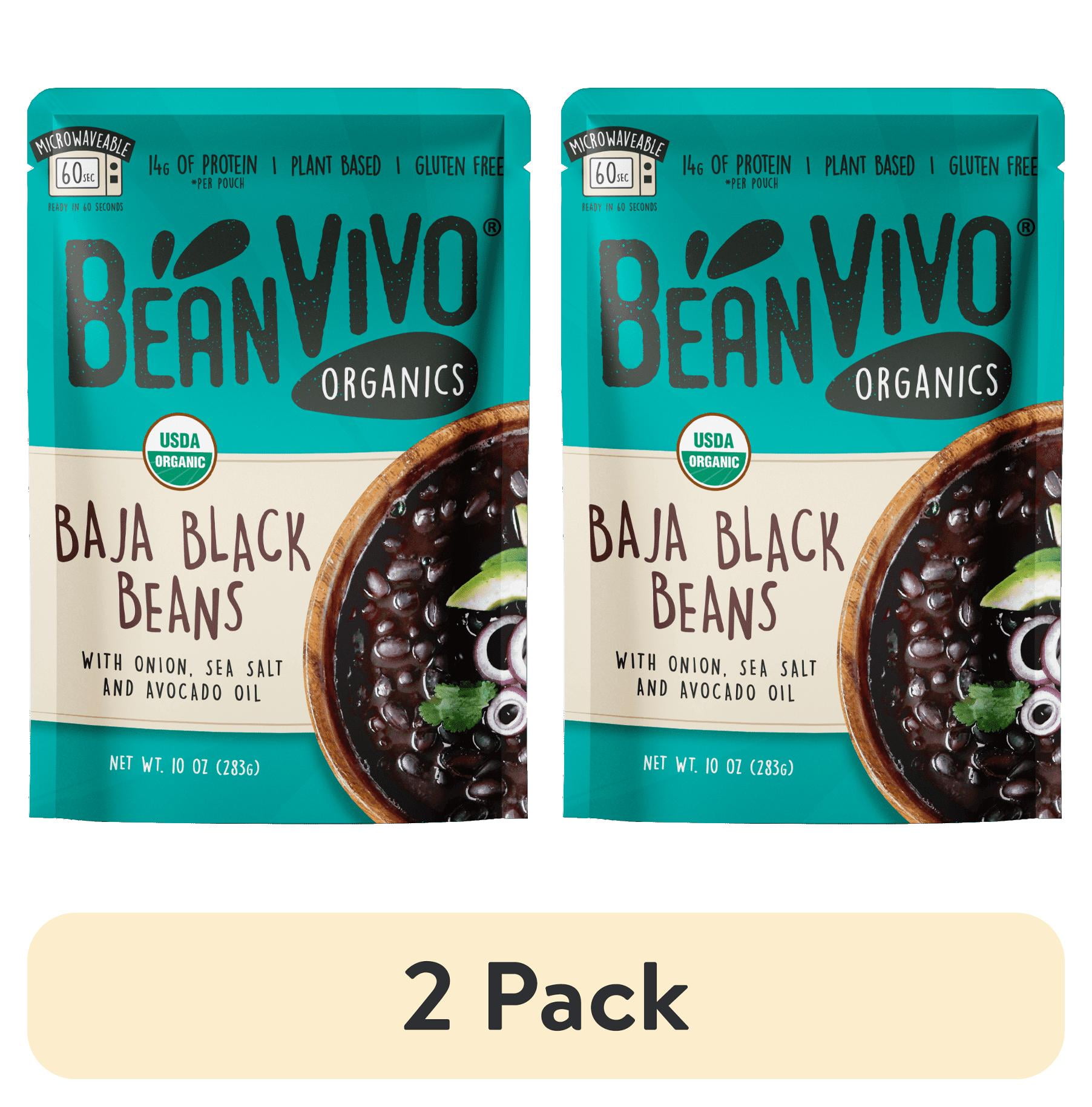 (2 pack) BeanVIVO Organics Baja Black Beans, Plant Based Protein, Microwavable, Gluten-Free, 10 oz Pouch