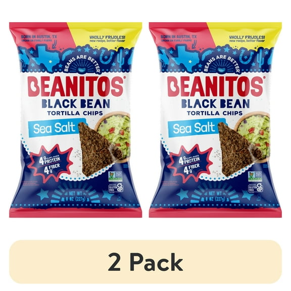 (2 pack) Beanitos Black Bean Sea Salt Tortilla Chips, 8 oz
