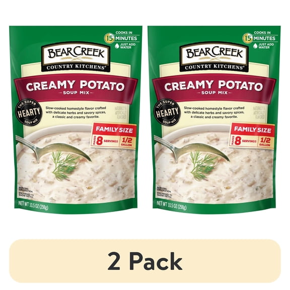 (2 pack) Bear Creek Country Kitchens Creamy Potato Soup Mix, 8 Servings, Shelf-Stable, 10.5 oz Pouch
