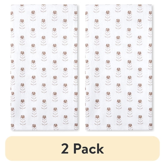 (2 pack) Beautiful Home by Drew Barrymore 1-Piece Printed Floursac Cloth, Porcini Taupe, 30"W x 30"L