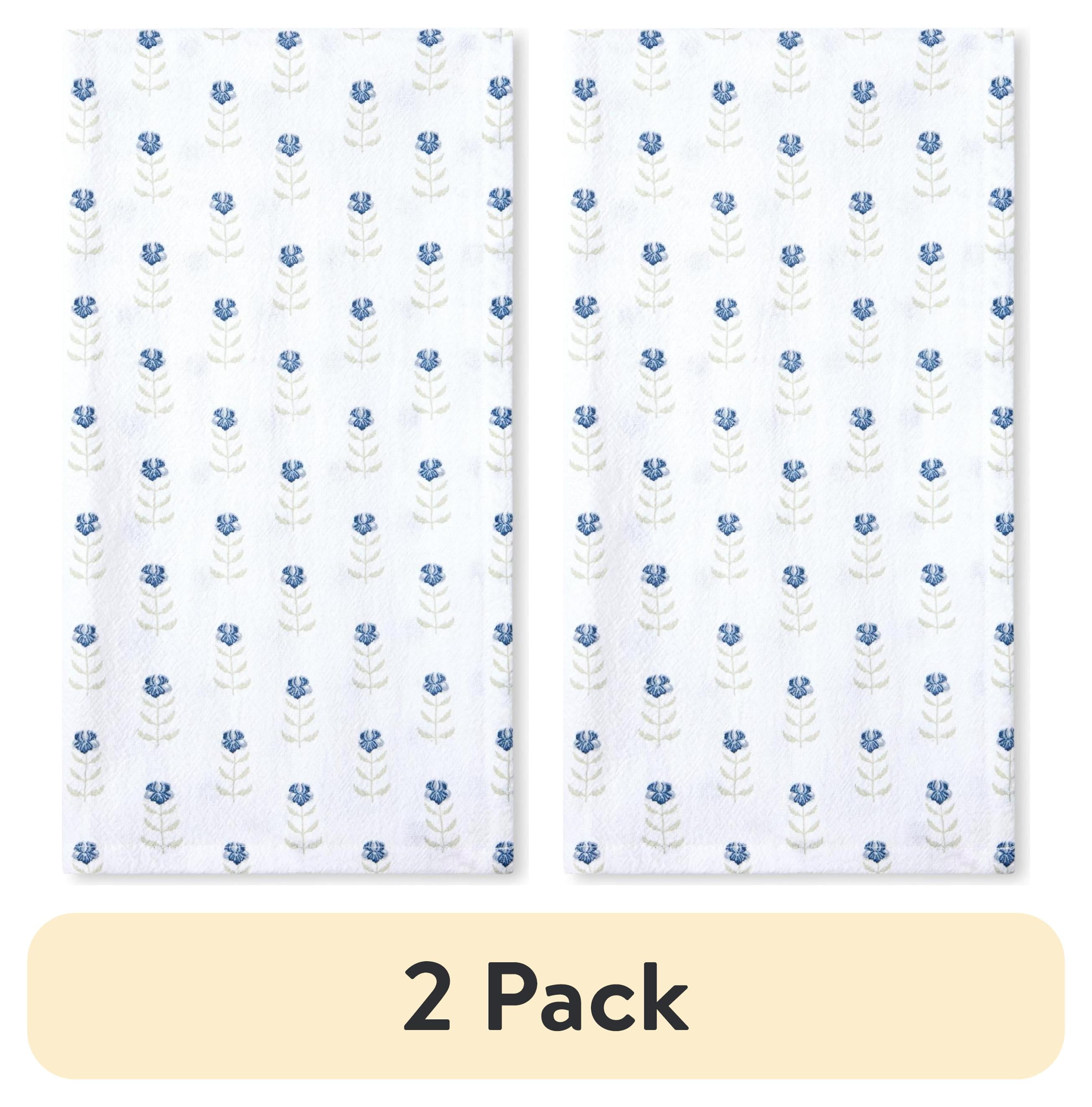 (2 pack) Beautiful Blue Flour Sack Kitchen Towel by Drew Barrymore - Walmart.com