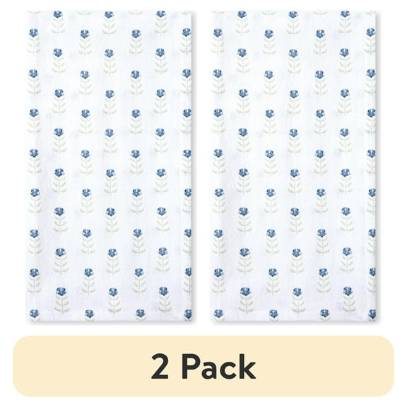 (2 pack) Beautiful Home by Drew Barrymore 1-Piece Printed Floursac Cloth, Cornflower Blue, 30"W x 30"L