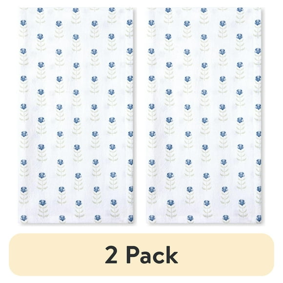 (2 pack) Beautiful Home by Drew Barrymore 1-Piece Printed Floursac Cloth, Cornflower Blue, 30"W x 30"L