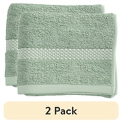 (2 pack) Beautiful by Drew Barrymore Dobby Hand Towel, Soft 100% Cotton, Sage Green
