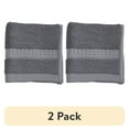 thumbnail interactive-video image 1 of (2 pack) Beautiful by Drew Barrymore Dobby Washcloth, Soft 100% Cotton, Charcoal Gray, 1 of 8