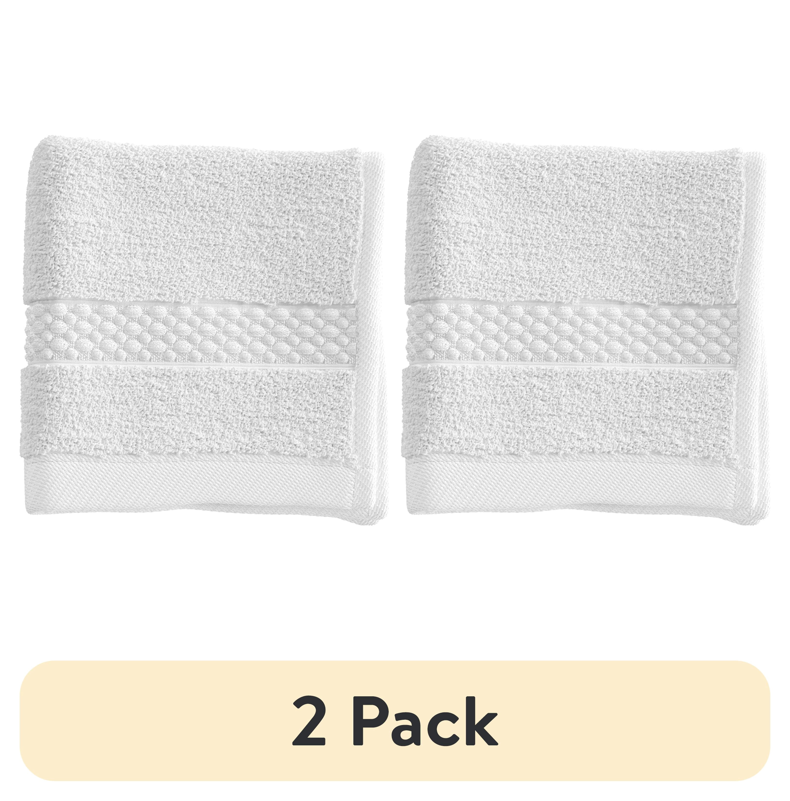 (2 pack) Beautiful by Drew Barrymore Dobby Washcloth, Soft 100% Cotton, Off White