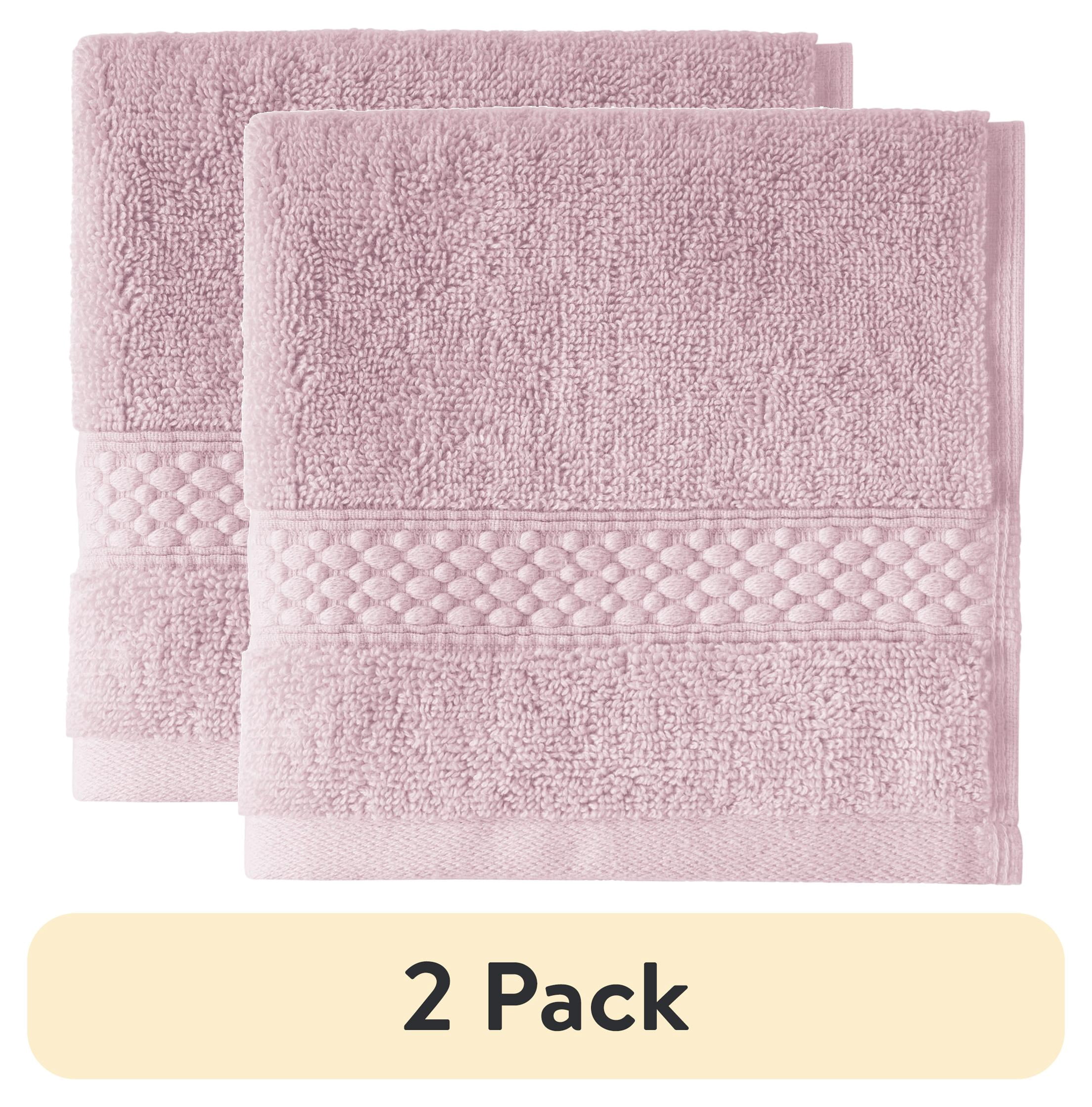 (2 pack) Beautiful by Drew Barrymore Dobby Washcloth, 100% Cotton, Rose Pink