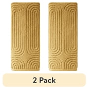 (2 pack) Beautiful by Drew Barrymore Textured Hand Towel, Soft 100% Cotton, Amber Yellow