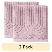 (2 pack) Beautiful by Drew Barrymore Textured Washcloth, Soft 100% Cotton, Rose Pink